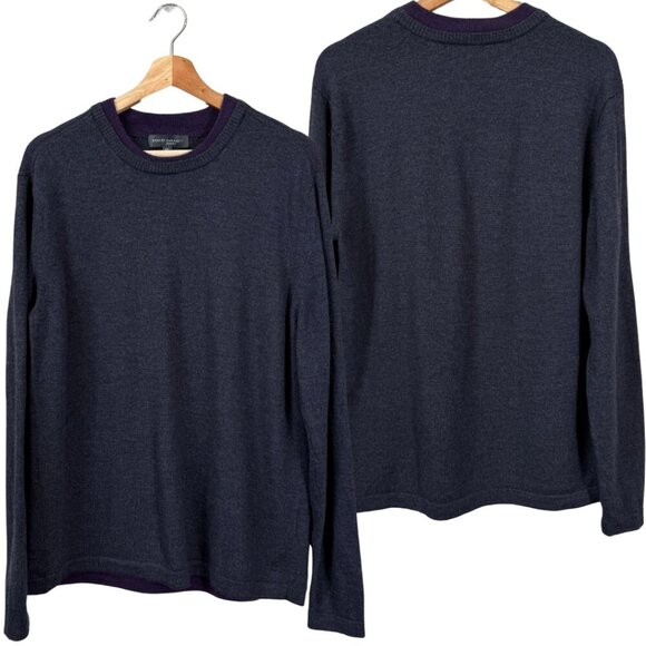 Robert Barakett Merino Wool Crewneck Sweater Pullover Men's XXL Gray Purple NWOT - Picture 1 of 12